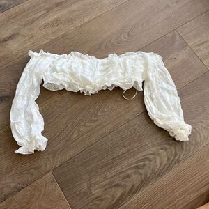 Majorelle Women's White Cropped Long Sleeves Off the Shoulder Top Size Small